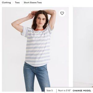 Madewell Whisper Cotton Rib-Crewneck Ringer Tee in  Bastian Stripe $24.50